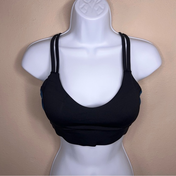 Small Evree Black Teal Blue Sports Bra Strappy Barbella Removable Cups Athletic - Picture 8 of 8